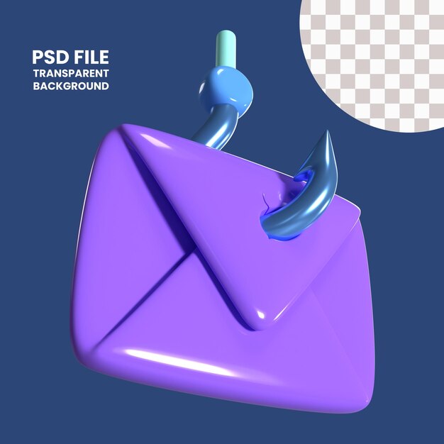 PSD icono de ilustración 3d de phishing