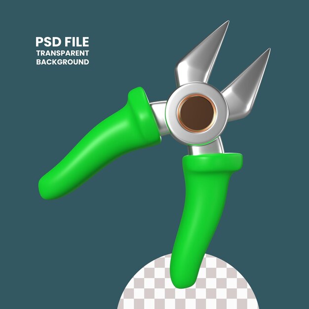 PSD el icono de ilustración 3d de las pinzas de corte