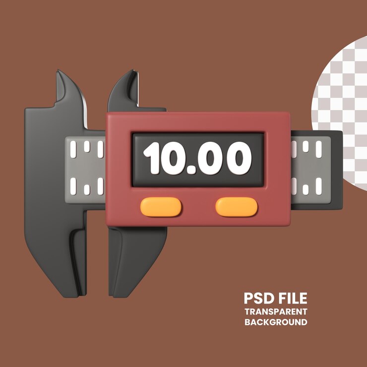 PSD icono de ilustración 3d de las pinzas de vernier