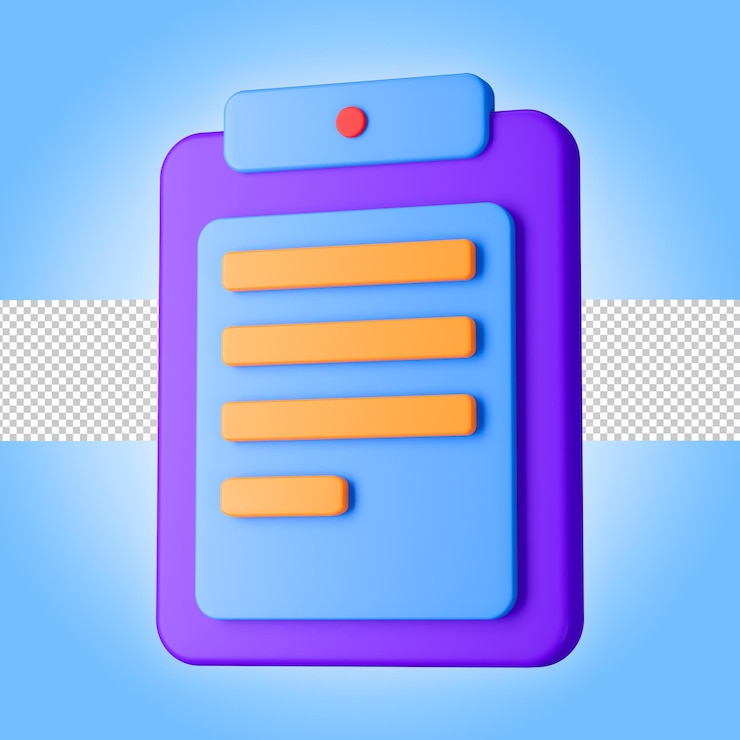PSD icono de ilustración 3d del portapapeles