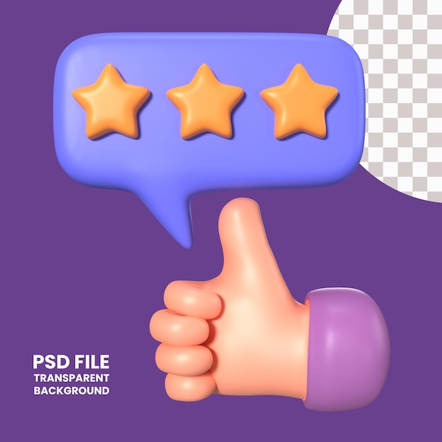 PSD icono de ilustración 3d de revisión de producto