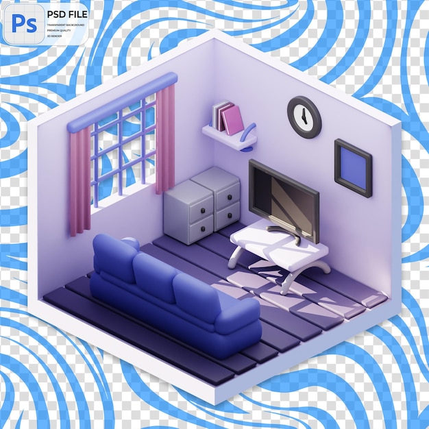 PSD el icono de la ilustración 3d de la sala de estar está aislado en png