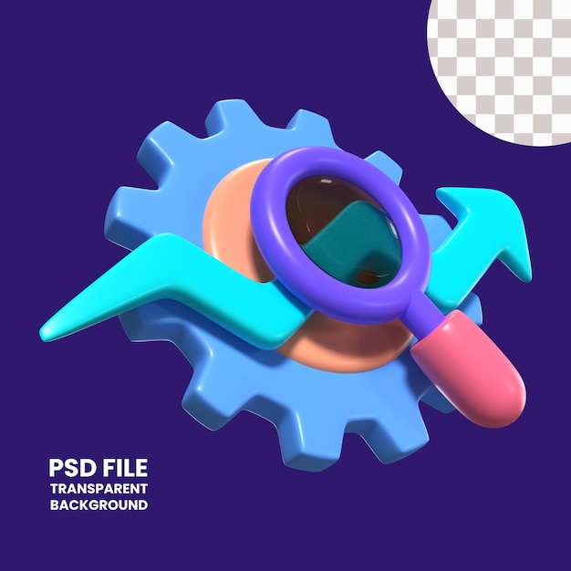 PSD icono de la ilustración 3d de seo