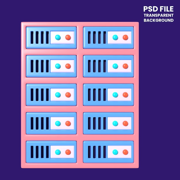 PSD icono de ilustración 3d del servidor