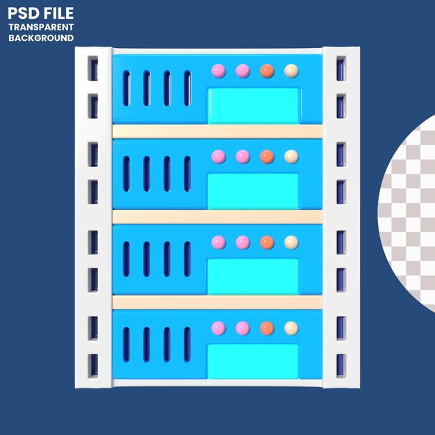 PSD icono de ilustración 3d del servidor