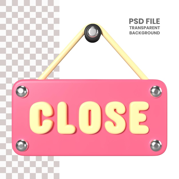 Icono de ilustración 3D de signo de cierre