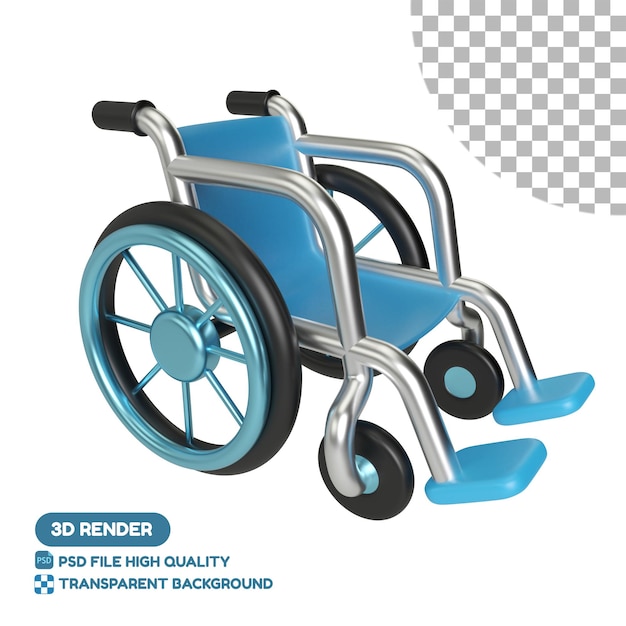 Icono de ilustración 3d de silla de ruedas