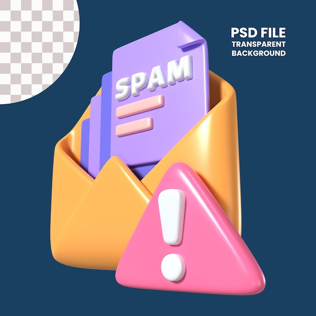 PSD icono de ilustración 3d de spam