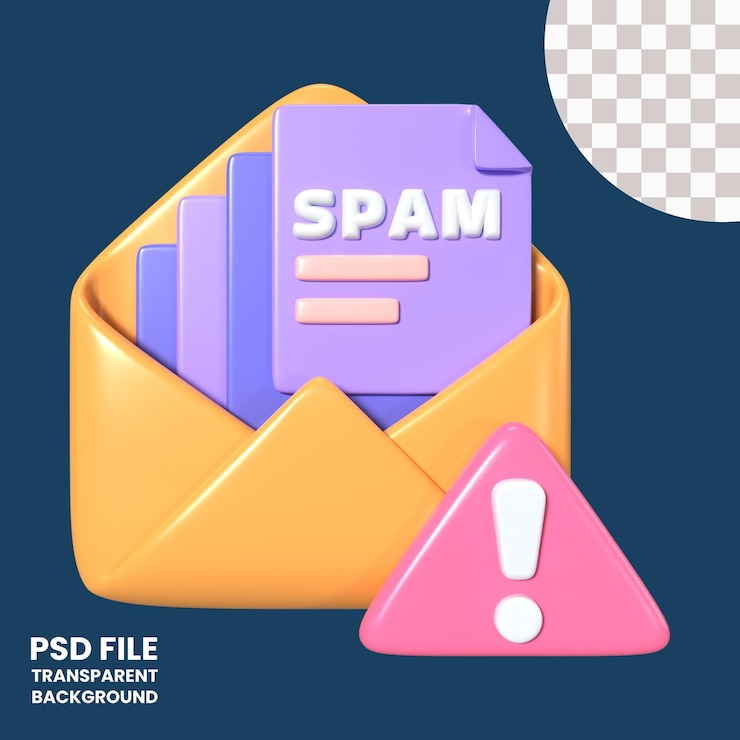 PSD icono de ilustración 3d de spam