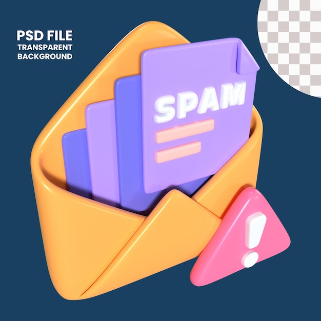 PSD icono de ilustración 3d de spam