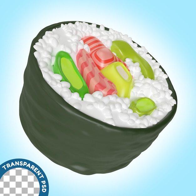 Icono de ilustración 3d de sushi