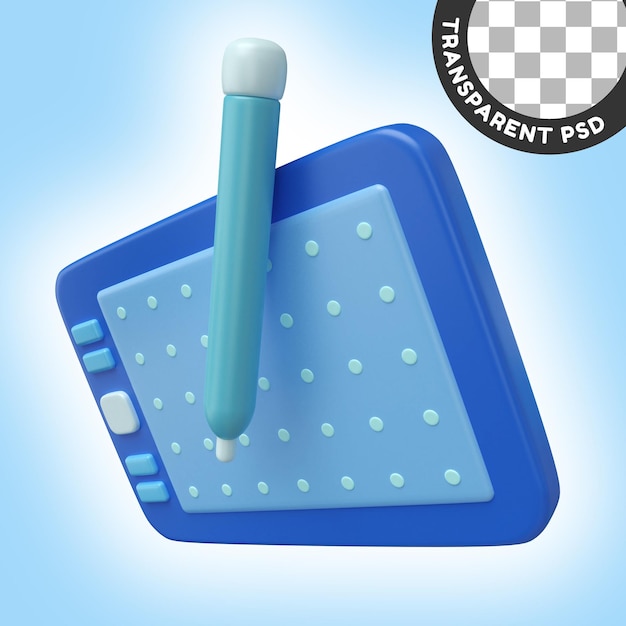 Icono de ilustración 3d de tableta gráfica