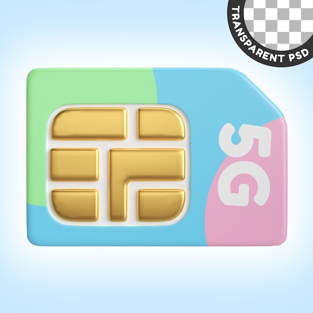 Icono de ilustración 3D de la tarjeta Sim