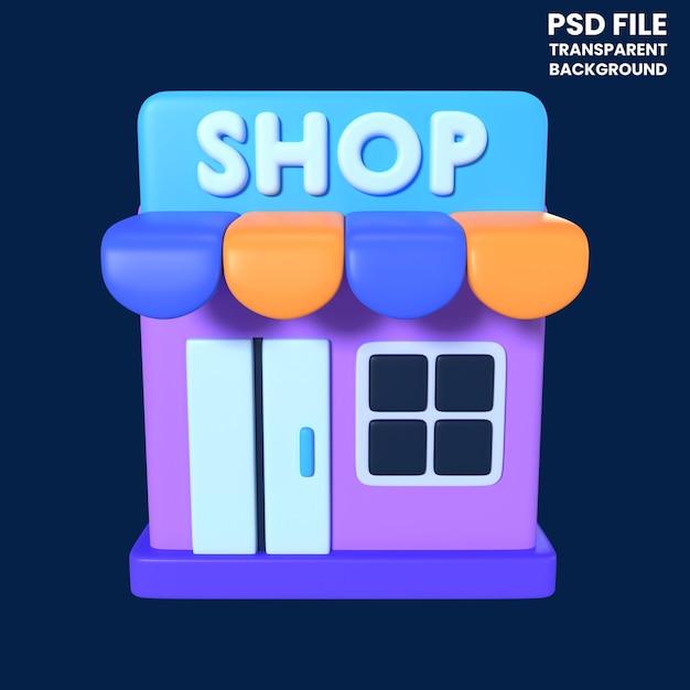 Icono de ilustración 3d de tienda en línea