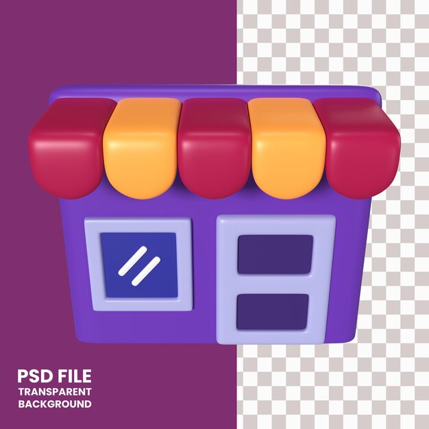 PSD icono de ilustración 3d de tienda en línea