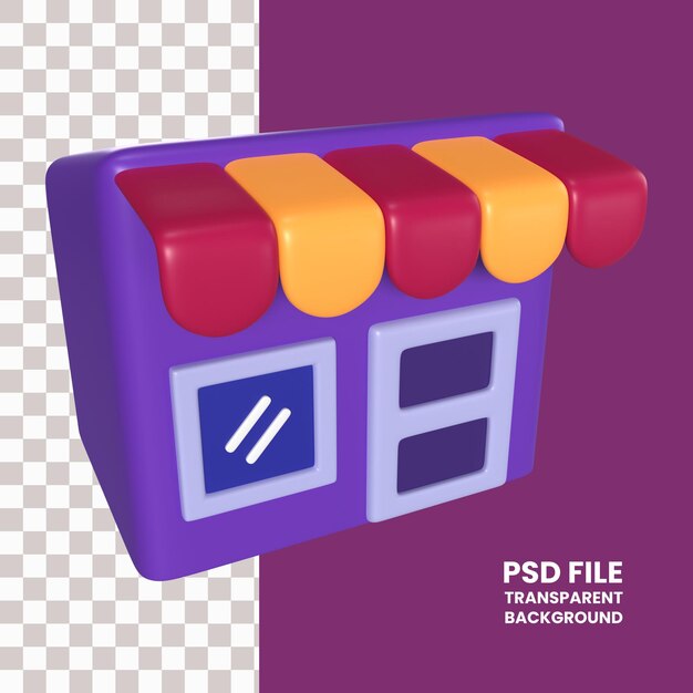 Icono de ilustración 3D de tienda en línea