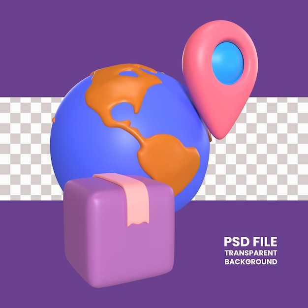 PSD icono de ilustración 3d de ubicación