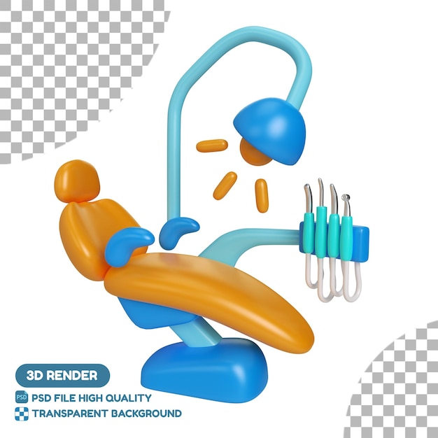 PSD icono de ilustración 3d de unidad dental