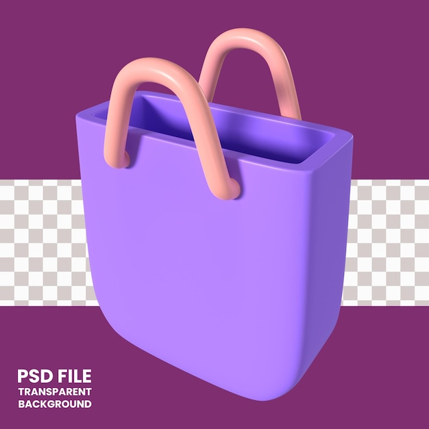 Icono de ilustración 3D vacía de bolsa de compras