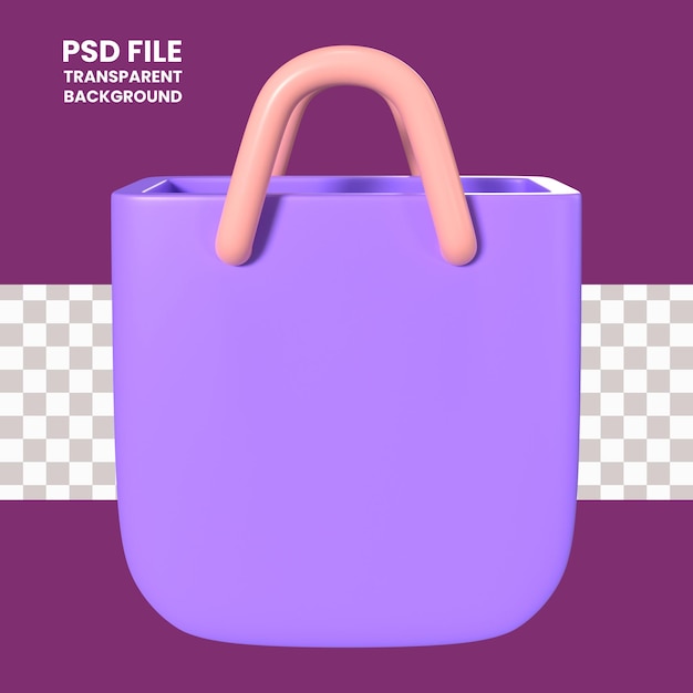 Icono de ilustración 3D vacía de bolsa de compras