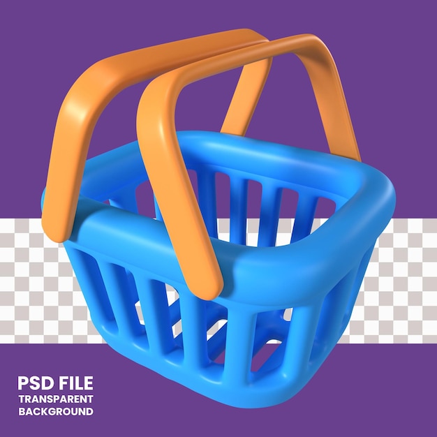 PSD icono de ilustración 3d vacía de la cesta de la compra