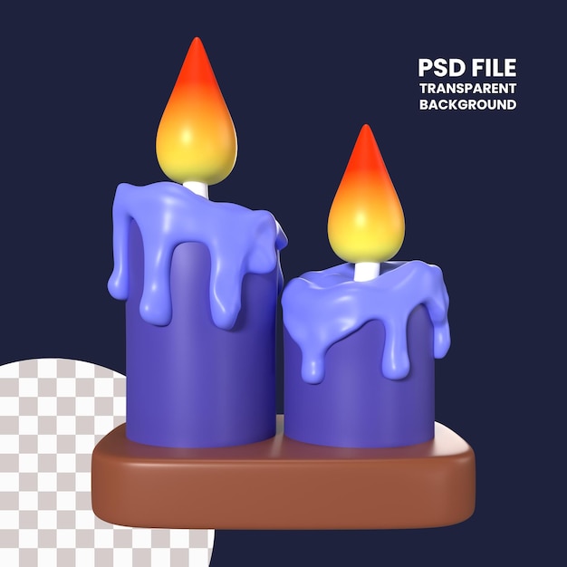 PSD icono de la ilustración 3d de la vela