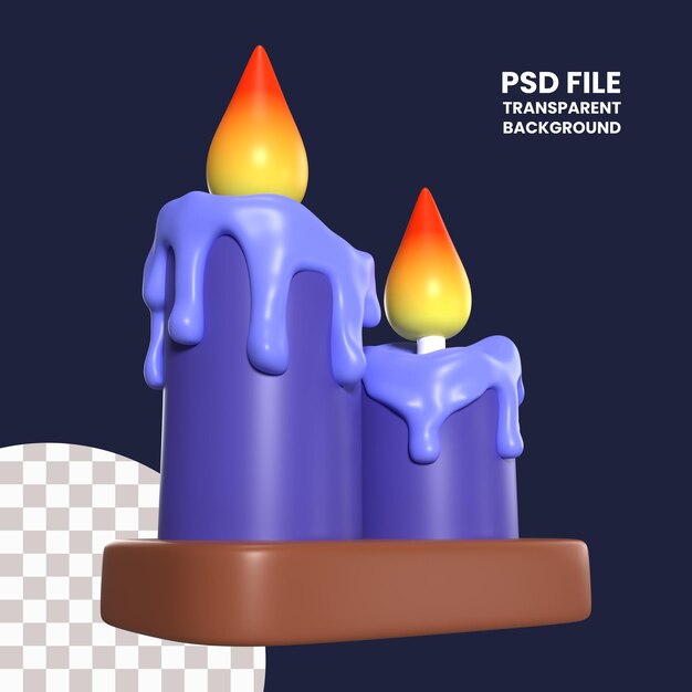 PSD icono de la ilustración 3d de la vela