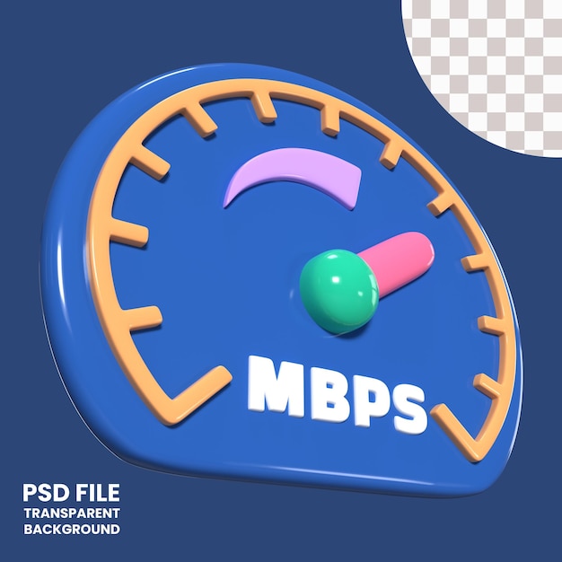 Ícono de ilustración 3D de la velocidad de Internet