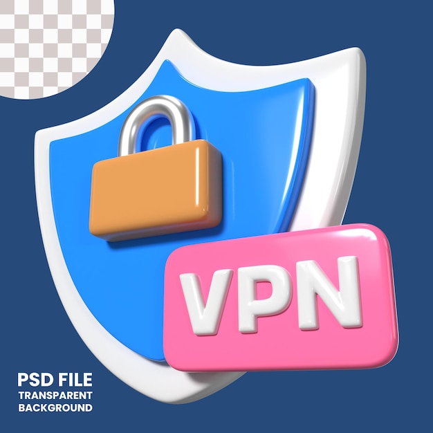 PSD icono de la ilustración 3d de la vpn