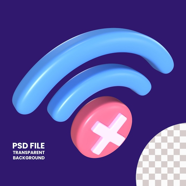 PSD icono de ilustración 3d de wi-fi desconectado