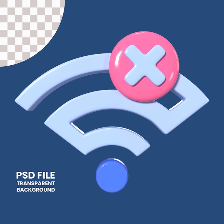 PSD icono de ilustración 3d de wi-fi desconectado