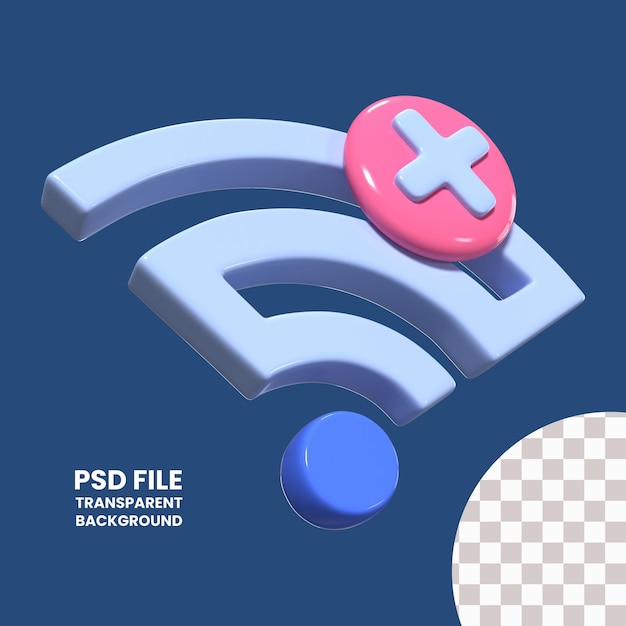 Icono de ilustración 3D de Wi-Fi desconectado