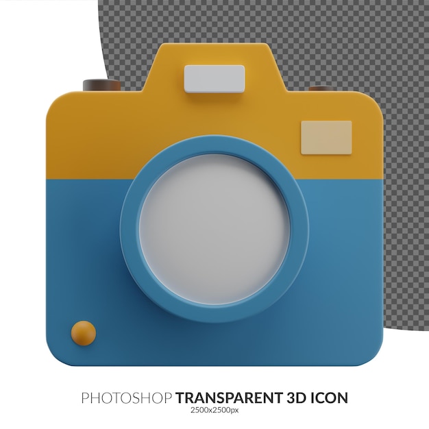 Icono de ilustración de cámara 3D transparente