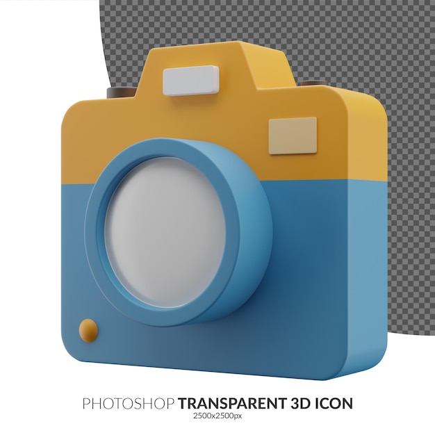 Icono de ilustración de cámara 3D transparente