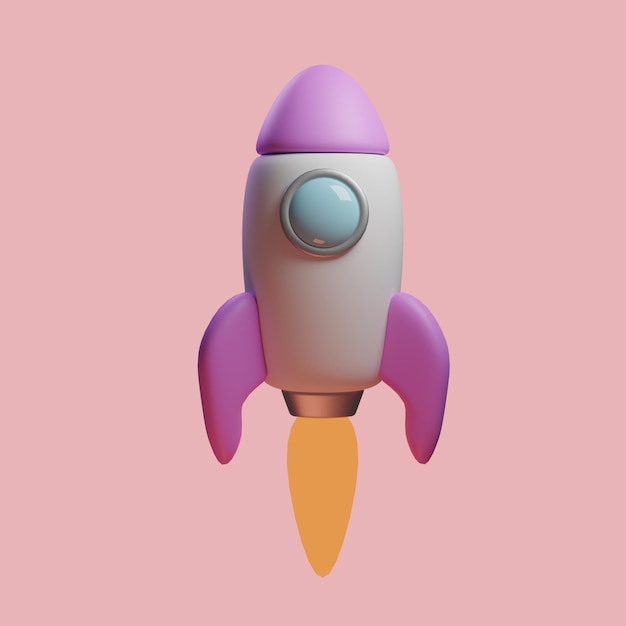 Icono de ilustración de cohete espacial 3d