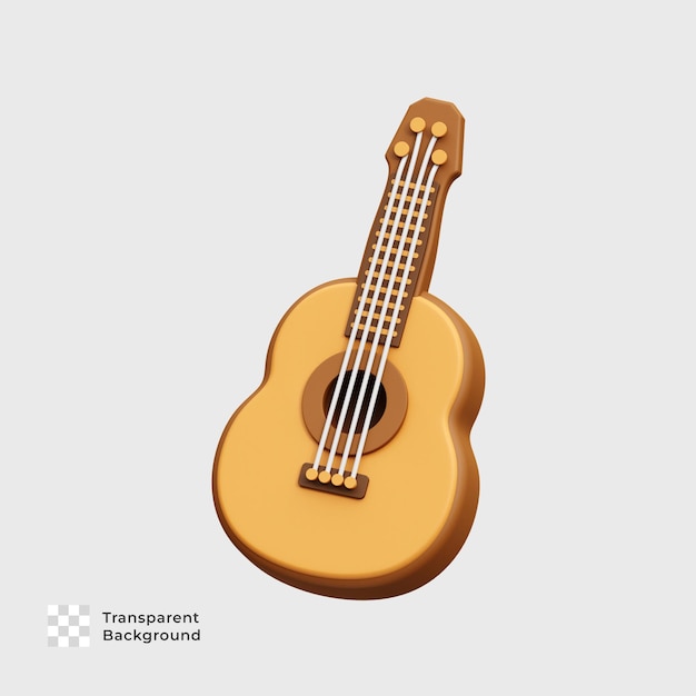 El icono de la ilustración de la guitarra en 3D