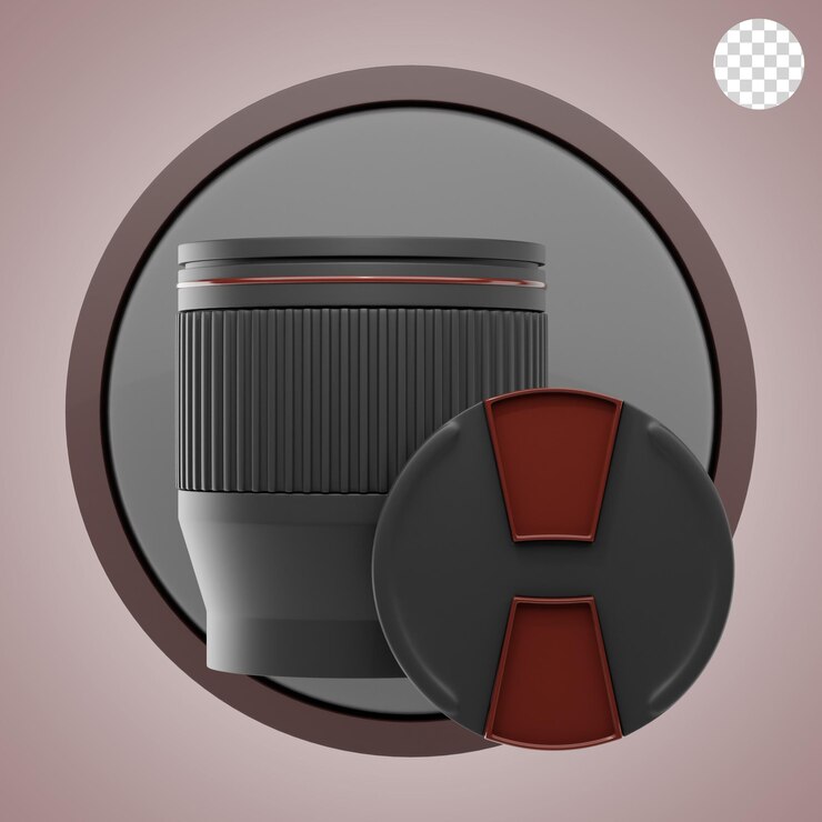 PSD icono y ilustración de la lente de la cámara 3d