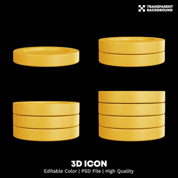 Icono de ilustración de paquete de moneda de renderizado 3d en color editable completo