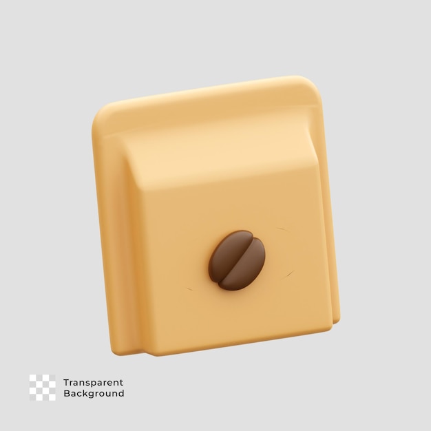 Icono de ilustración de procesamiento 3d de paquete de café