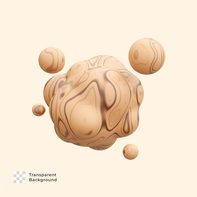 Icono de ilustración de render 3d de madera de forma abstracta