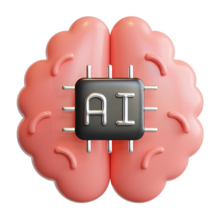 PSD icono de ilustración de renderizado de alta calidad del concepto de inteligencia artificial del cerebro 3d