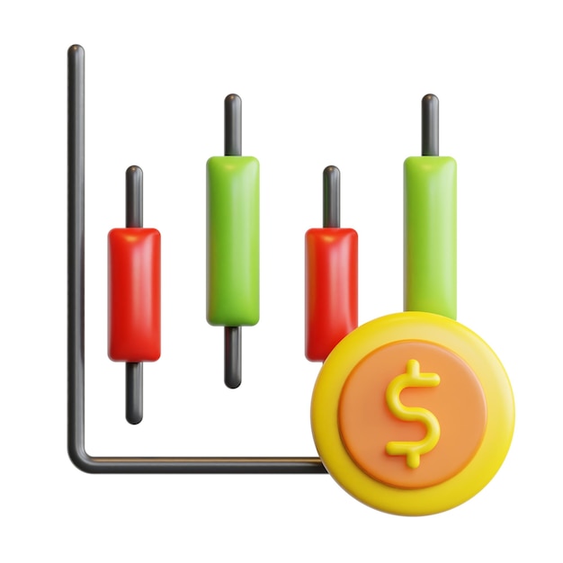 Icono y ilustración de renderizado de alta calidad del concepto de inversión del mercado de valores 3d