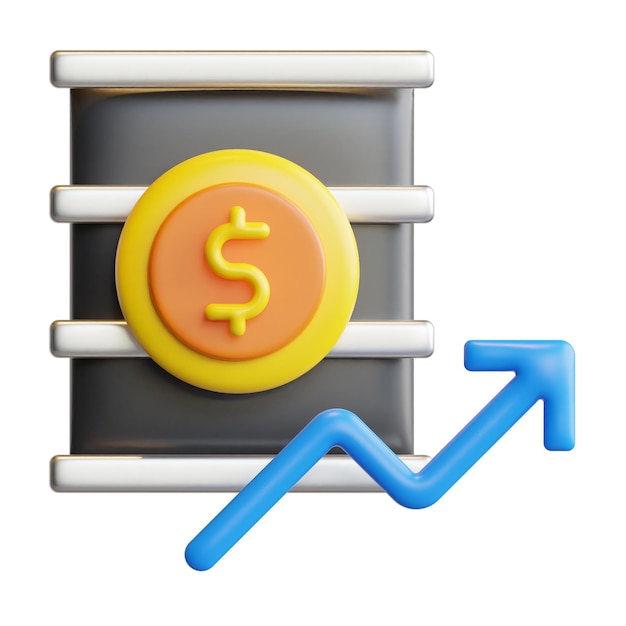 Icono y ilustración de renderizado de alta calidad del concepto de inversión en petróleo 3D