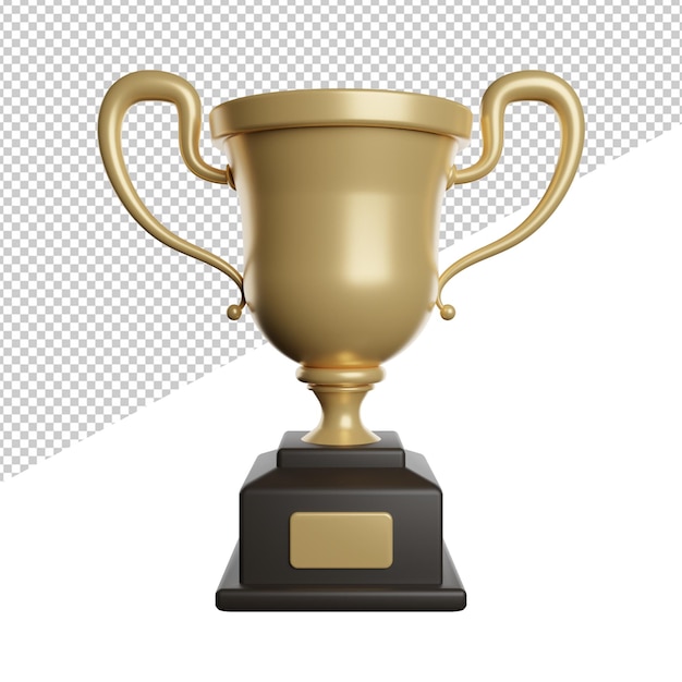 PSD icono de ilustración de representación 3d de vista frontal del ganador de la medalla de trofeo con fondo transparente