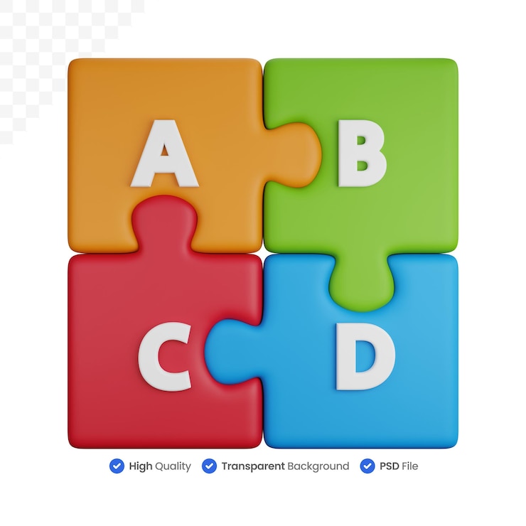 PSD icono de ilustración de rompecabezas de alfabeto 3d