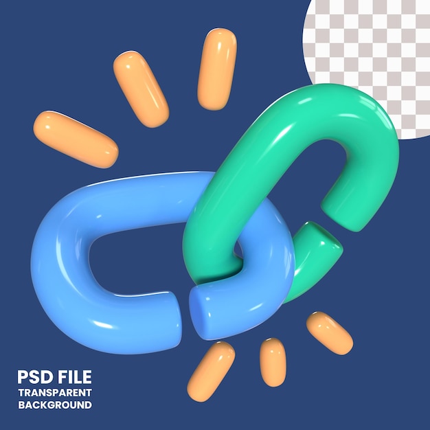 PSD icono de ilustración tridimensional de hipervínculo