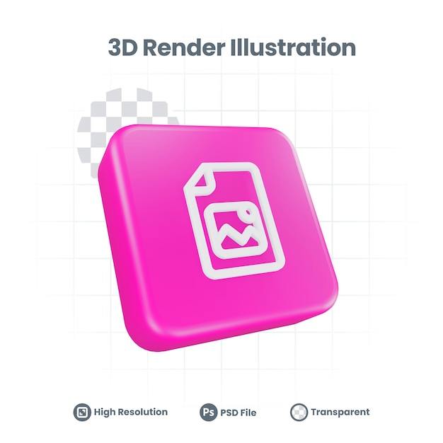 Icono de imagen de imagen de documento realista en 3D para promoción de redes sociales de aplicaciones móviles web