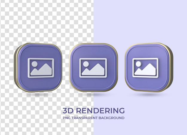 Icono de imagen renderizado 3d aislado fondo transparente