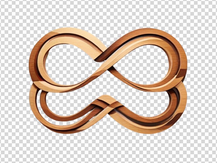 PSD icono infinito en forma de madera sobre un fondo transparente