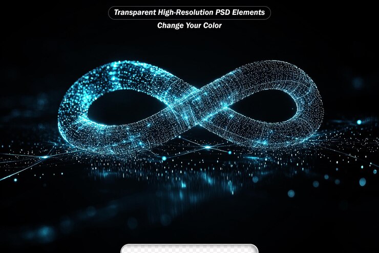 PSD el icono infinito de líneas y triángulos señala la conexión de la red en fondo azul